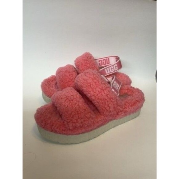 UGG Oh Fluffita Pink/Rose Shearling Platform Slide Sleeper Sandal Women Size 10 - Picture 12 of 14